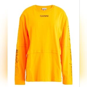 GANNI Bright Orange Long Sleeve Shirt - Women's XS